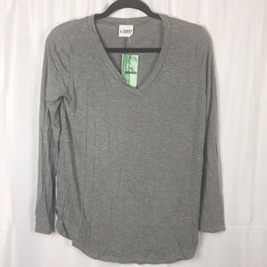 b-SHARP Tanboocel Gray long sleeve v-neck shirt women’s medium stretch top